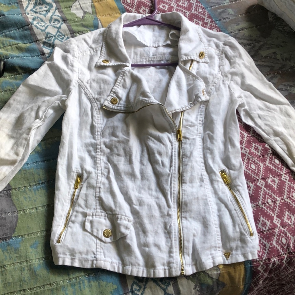 Guess Linen Jacket with Gold Hardware